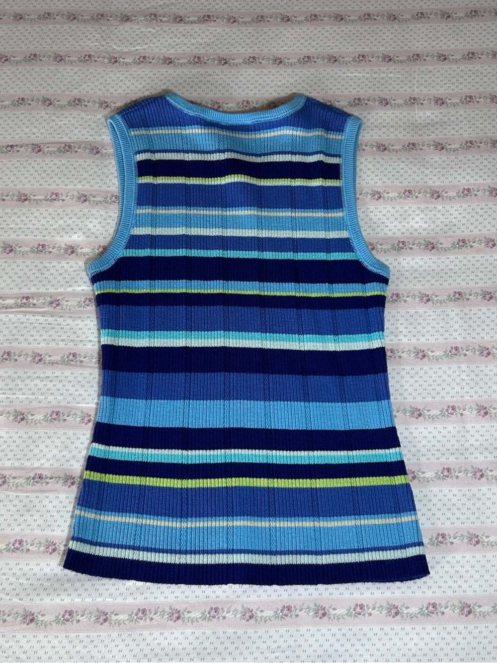 Cherokee Blue Multi-Striped Ribbed Tank - Picture 6 of 6